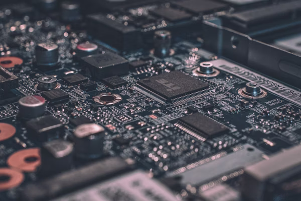 Close-up of an assembled printed circuit board demonstrating complex photonic packaging